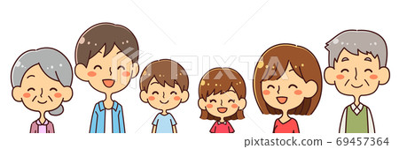 Three generation family upper body smile illustration Three generation family upper body smile illustration 69457364