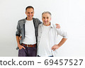 Senior Father With Adult Son on a white background 69457527