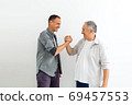 Senior Father With Adult Son on a white background 69457553