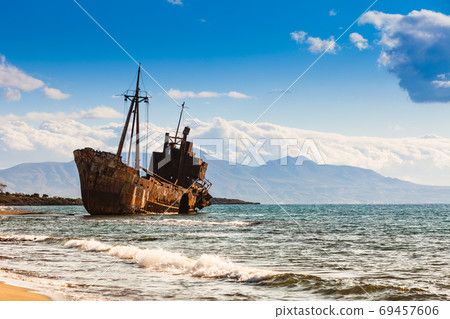The famous shipwreck near Gythio Greece 69457606