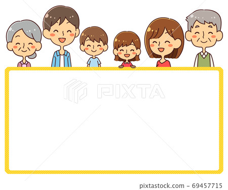 Three generation family upper body smile frame material 69457715