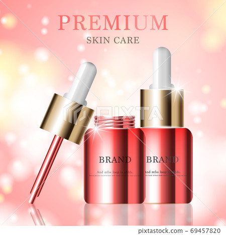 Hydrating facial serum for annual sale or festival sale. silver and gold serum mask bottle isolated on glitter particles background. Graceful cosmetic ads. Hydrating facial serum for annual sale or festival sale. silver and gold serum mask bottle isolated on glitter particles background. Graceful cosmetic ads. 69457820