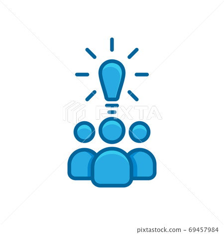 group people, bulb blue flat icon 69457984