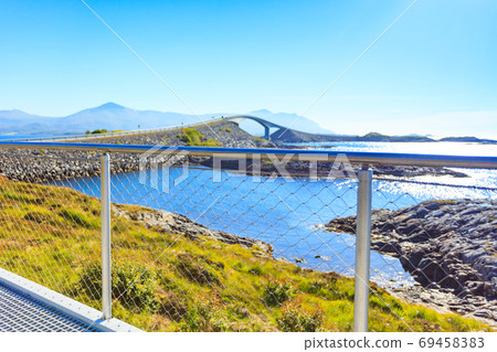 The Atlantic Road, view from walking path, Norway 69458383