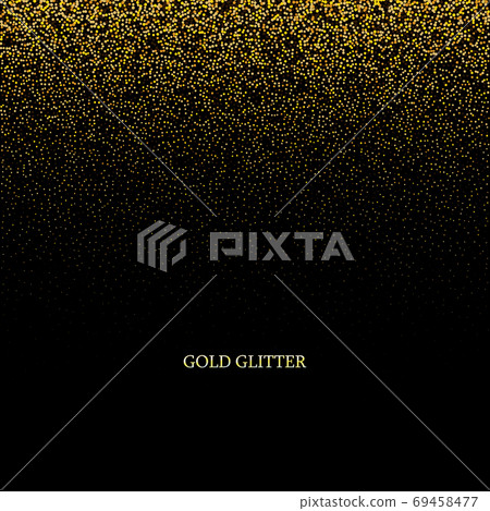 Gold glitter texture on a black background. Golden explosion of confetti. Golden grainy abstract texture on a black background. Design element. Gold glitter texture on a black background. Golden explosion of confetti. Golden grainy abstract texture on a black background. Design element. 69458477