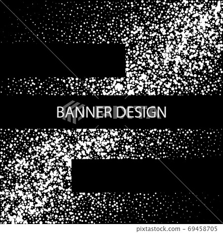 Silver shine of confetti on a black background. Illustration of a drop of shiny particles. Decorative element. Luxury background for your design, cards, invitations, gift, vip. 69458705