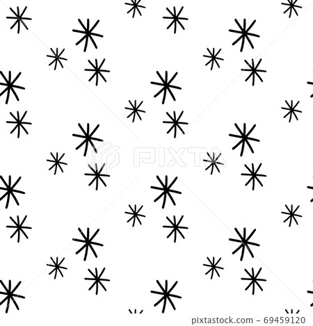 Seamless pattern made from doodle abstract snowflakes. Isolated on white background. Vector stock illustration. 69459120