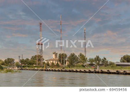 Radar antennas in Vilkove, Ukraine. 69459456