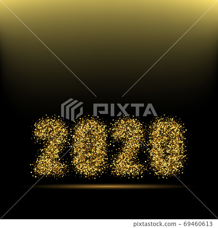 Happy New Year 2020. Dark background with gold... - Stock Illustration ...