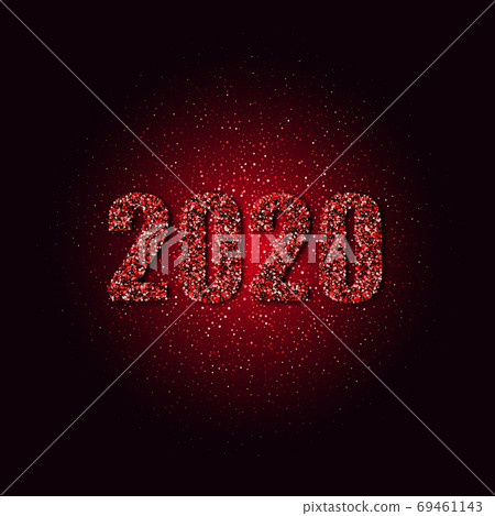 Golden texture. Red particles of dust in the form of confetti on a black background. Festive design 2020 eps10 69461143