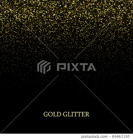 Abstract background with flying golden heart shaped confetti. Vector illustration on black background. 69461195