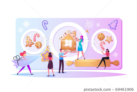 Tiny Characters Baking Huge Christmas Bakery, Cookies or Sweets. Festive Activity Preparation for Holidays Celebration Tiny Characters Baking Huge Christmas Bakery, Cookies or Sweets. Festive Activity Preparation for Holidays Celebration 69461906