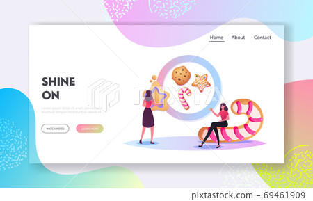 Festive Activity Preparation for Xmas or New Year Holidays Celebration Landing Page Template. Characters Baking Cookies Festive Activity Preparation for Xmas or New Year Holidays Celebration Landing Page Template. Characters Baking Cookies 69461909