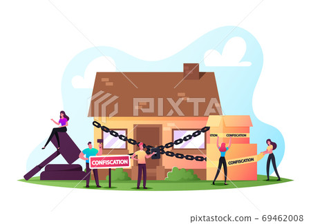 Characters Foreclosure in Real Estate Auction Bidding Confiscated Property. Judgment Lawsuit from Not Paying Home Debt Characters Foreclosure in Real Estate Auction Bidding Confiscated Property. Judgment Lawsuit from Not Paying Home Debt 69462008