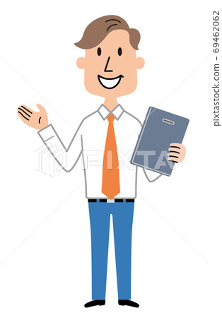 Male employee tablet illustration - Stock Illustration [69462062] - PIXTA