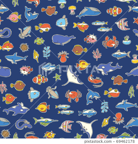 Cute fish seamless pattern, 69462178