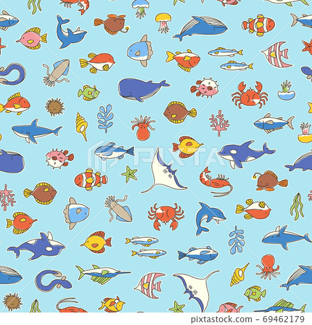 Cute fish seamless pattern, 69462179