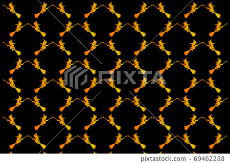 Golden witch on a broomstick on a black background Golden witch on a broomstick on a black background 69462288