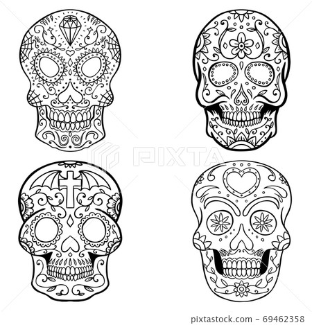 Sugar skull isolated on white background. Day of the dead. Dia de