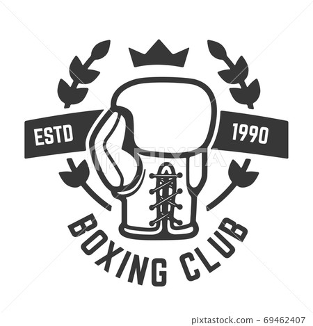 Boxing club emblem template. Boxing glove. Design element for label, brand mark, sign, poster. Vector illustration Boxing club emblem template. Boxing glove. Design element for label, brand mark, sign, poster. Vector illustration 69462407