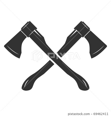 Crossed axes isolated on white background. Vector illustration Crossed axes isolated on white background. Vector illustration 69462411