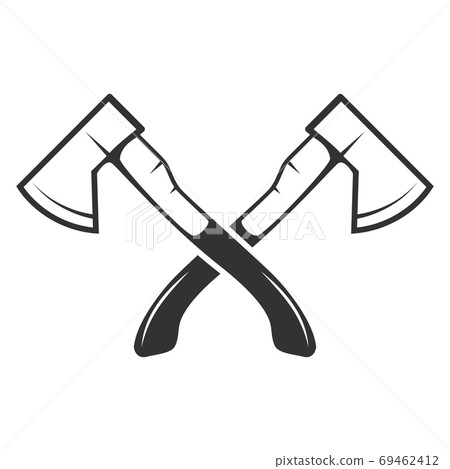 Crossed axes isolated on white background. Vector illustration Crossed axes isolated on white background. Vector illustration 69462412