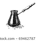 Cezva. Hand-drawn black and white illustration. Jpeg only 69462787