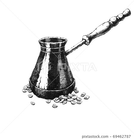 Cezva. Hand-drawn black and white illustration. Jpeg only 69462787