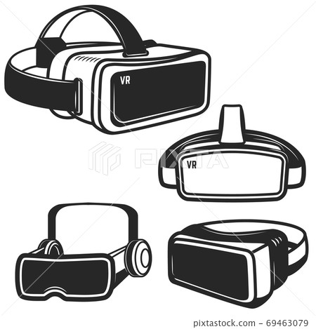 Set of virtual reality glasses icons isolated on white background. Design element for logo, label, emblem, sign. Vector illustration 69463079