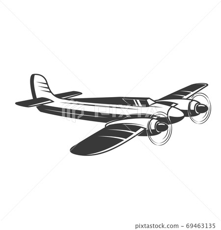 Vintage aeroplane illustration isolated on white background. Design elements for logo, label, emblem, sign. Vector illustration Vintage aeroplane illustration isolated on white background. Design elements for logo, label, emblem, sign. Vector illustration 69463135