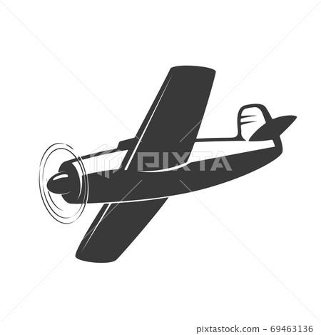 Vintage aeroplane illustration isolated on white background. Design elements for logo, label, emblem, sign. Vector illustration 69463136