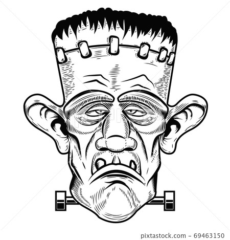 Monster head. Halloween zombie. Design element for poster, greeting card. Vector illustration Monster head. Halloween zombie. Design element for poster, greeting card. Vector illustration 69463150