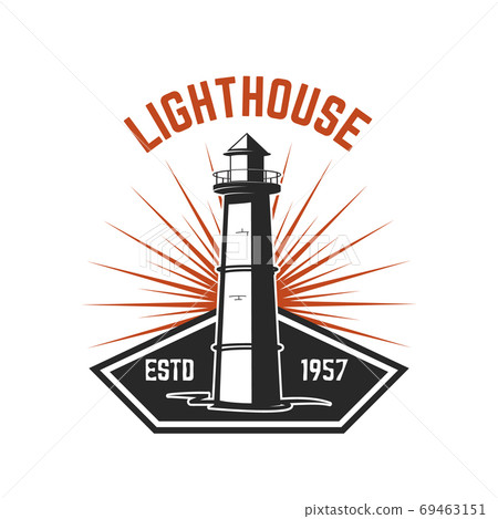 Emblem template with lighthouse isolated on white background. Design elements for logo, label, emblem, sign, badge. Vector illustration 69463151