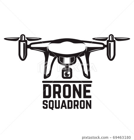 Drone illustration isolated on white background. Design elements for logo, label, emblem, sign. Vector illustration 69463180