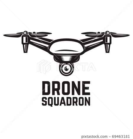 Drone illustration isolated on white background. Design elements for logo, label, emblem, sign. Vector illustration 69463181