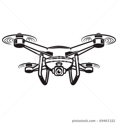 Drone illustration isolated on white background. Design elements for logo, label, emblem, sign. Vector illustration Drone illustration isolated on white background. Design elements for logo, label, emblem, sign. Vector illustration 69463182