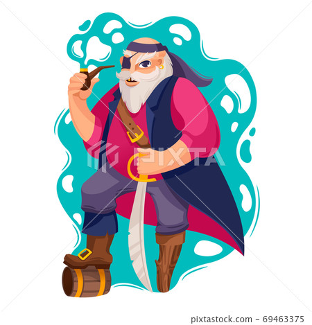 Cartoon Color Character Person Old Man Pirate Concept. Vector Cartoon Color Character Person Old Man Pirate Concept. Vector 69463375