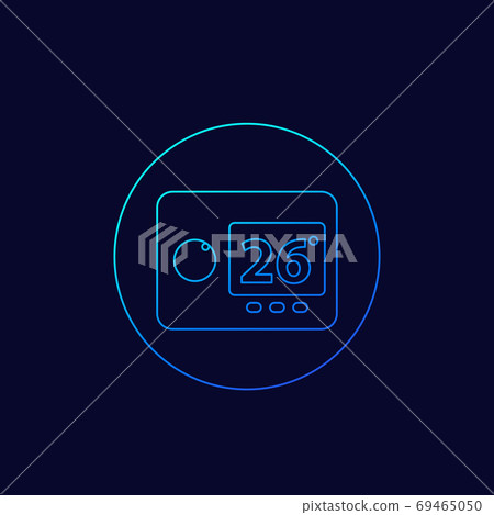 digital thermostat icon, linear design digital thermostat icon, linear design 69465050