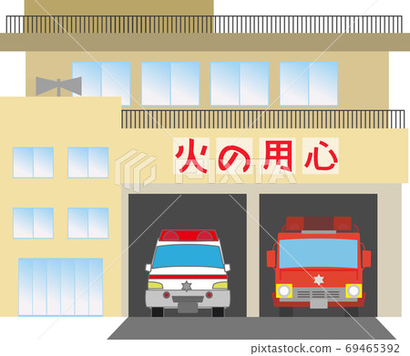 Cute and simple fire department illustration Cute and simple fire department illustration 69465392