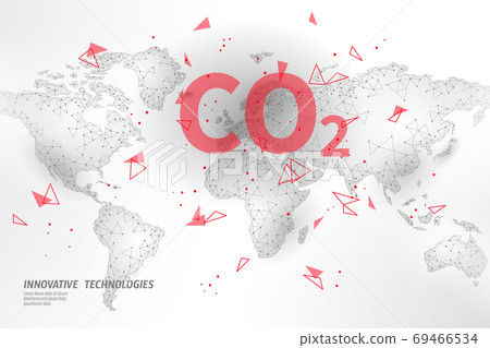 Carbon dioxide on map CO2 ecology problem eco concept. Renewable organic 3D render. Science biofuel chemistry biotechnology polygonal climatic greenhouse effect technology vector illustration Carbon dioxide on map CO2 ecology problem eco concept. Renewable organic 3D render. Science biofuel chemistry biotechnology polygonal climatic greenhouse effect technology vector illustration 69466534