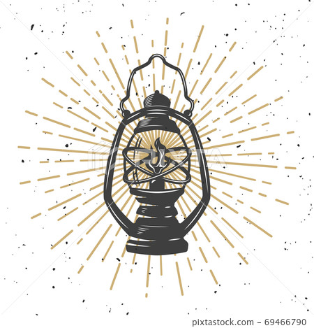 Vintage kerosene lamp with light lines. Vintage kerosene lamp with light lines. 69466790