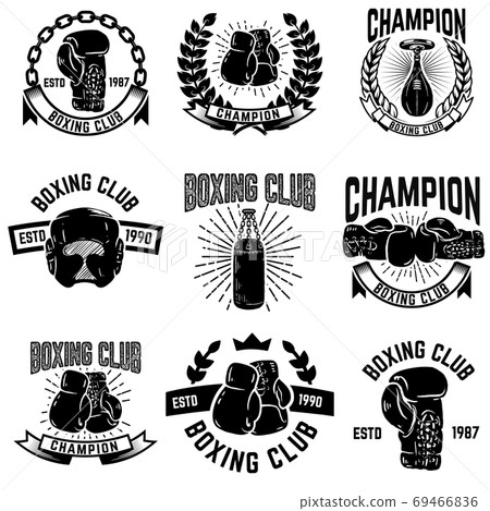 Boxing Gloves And Text Knock Out. Boxing Emblem Label Badge T