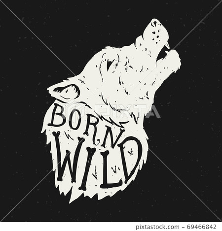 Born wild. Wolf head on grunge background.... - Stock Illustration ...