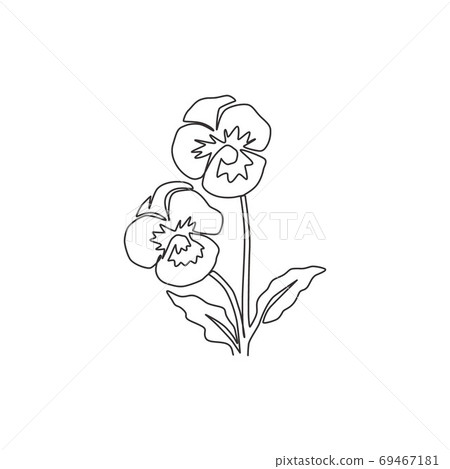 One continuous line drawing beauty fresh violet hybrid plant for home art wall decor print poster One continuous line drawing beauty fresh violet hybrid plant for home art wall decor print poster 69467181