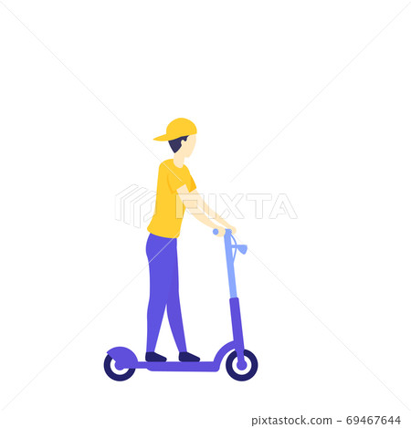 boy riding electric kick scooter, vector boy riding electric kick scooter, vector 69467644