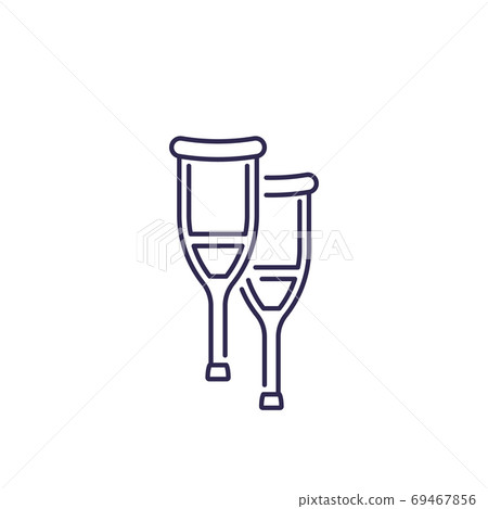 Crutches icon on white, line vector Crutches icon on white, line vector 69467856