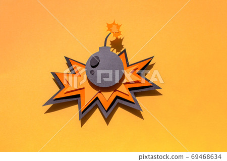 Handmade colorful paper cutting bomb. Pop art and comic style. Handmade colorful paper cutting bomb. Pop art and comic style. 69468634
