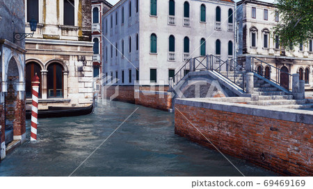 Empty water canal in Venice, Italy 3D illustration 69469169