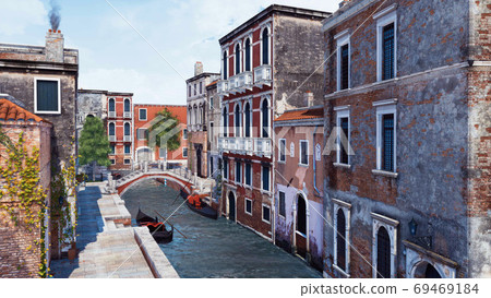 Empty street with old buildings in Venice, Italy 69469184