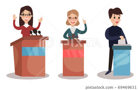 Political Candidates and People Taking Part in Voting and Election Vector Illustration Set Political Candidates and People Taking Part in Voting and Election Vector Illustration Set 69469631
